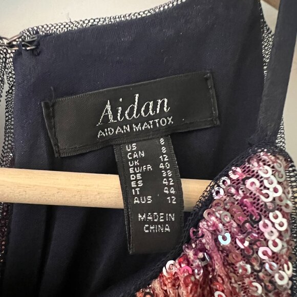 Aidan Mattox Rainbow Sequin Halter Dress - Picture 3 of 5